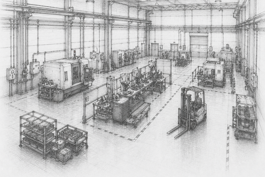Production areas, plant sections and departments