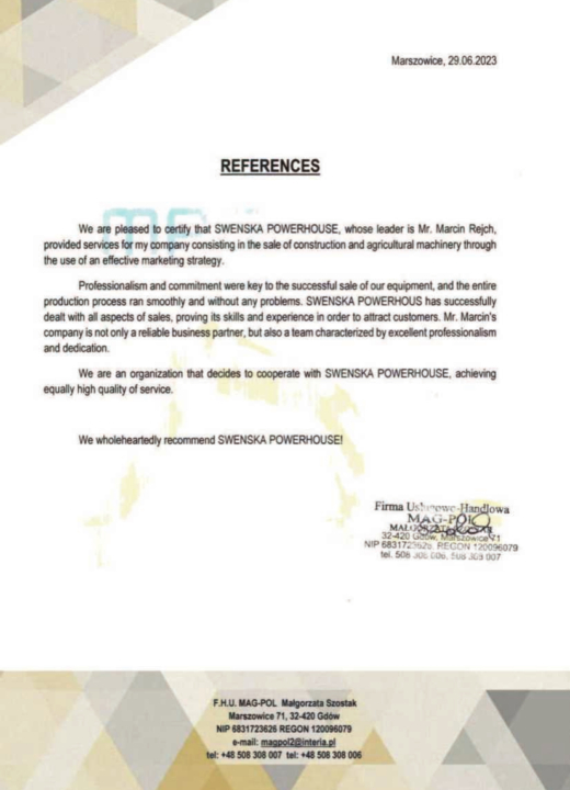 Referencja SWENSKA 96