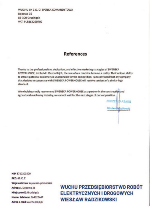 Referencja SWENSKA 98